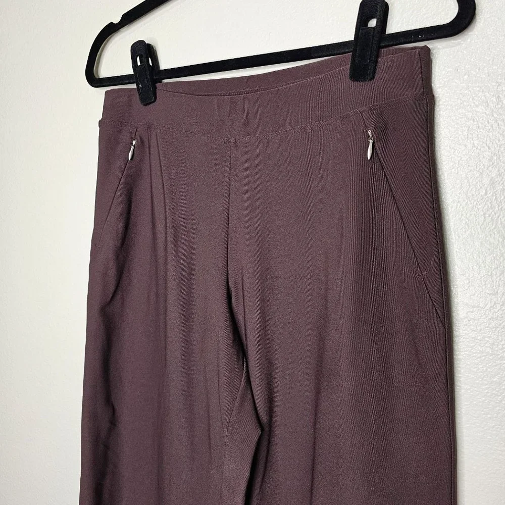 Lucy Size Small Short Brown Wide Leg Yoga Pants Zipper Pockets High Rise - Picture 2 of 6